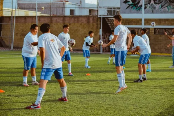 young soccer players training